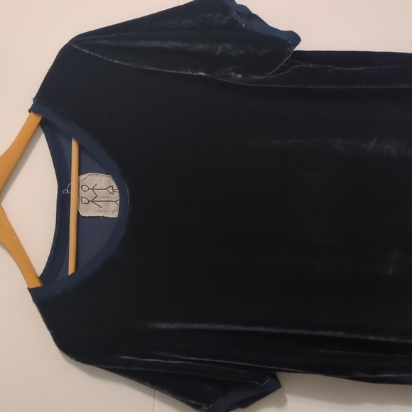 Johnny Was Pete Greta Navy Velvet Boho Oversized Minimalist T-Shirt Sz S - Picture 2 of 8